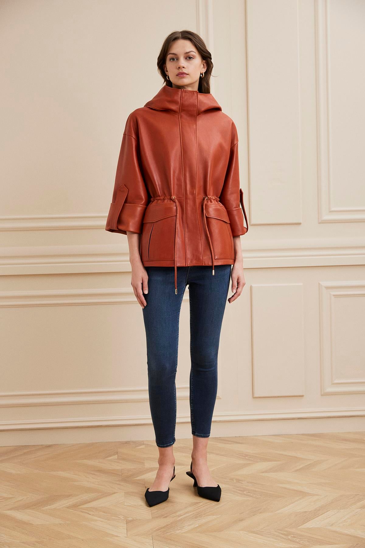 Shaky Women's Leather Jacket Brick Color