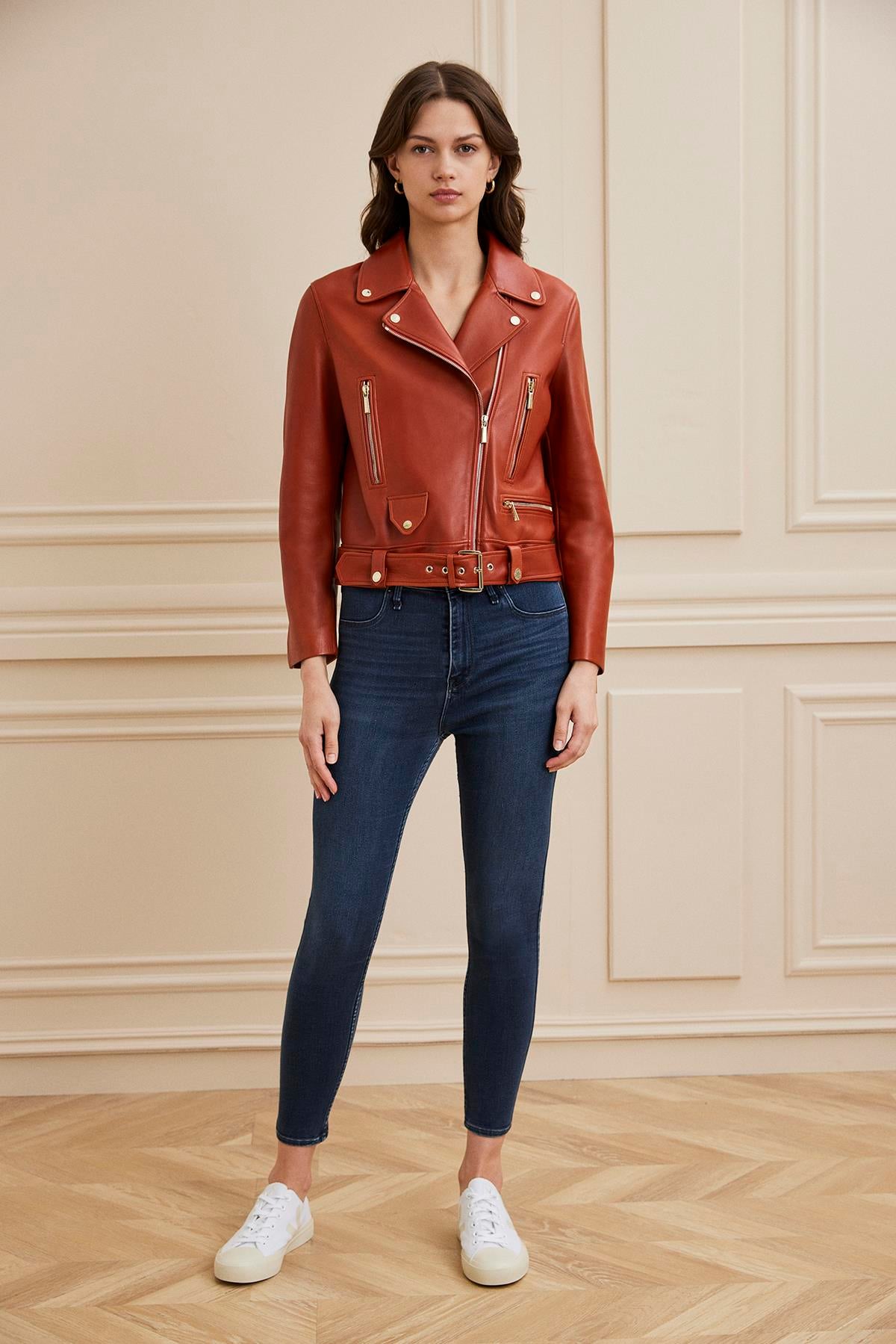 Shaky Women's Leather Jacket Brick Color