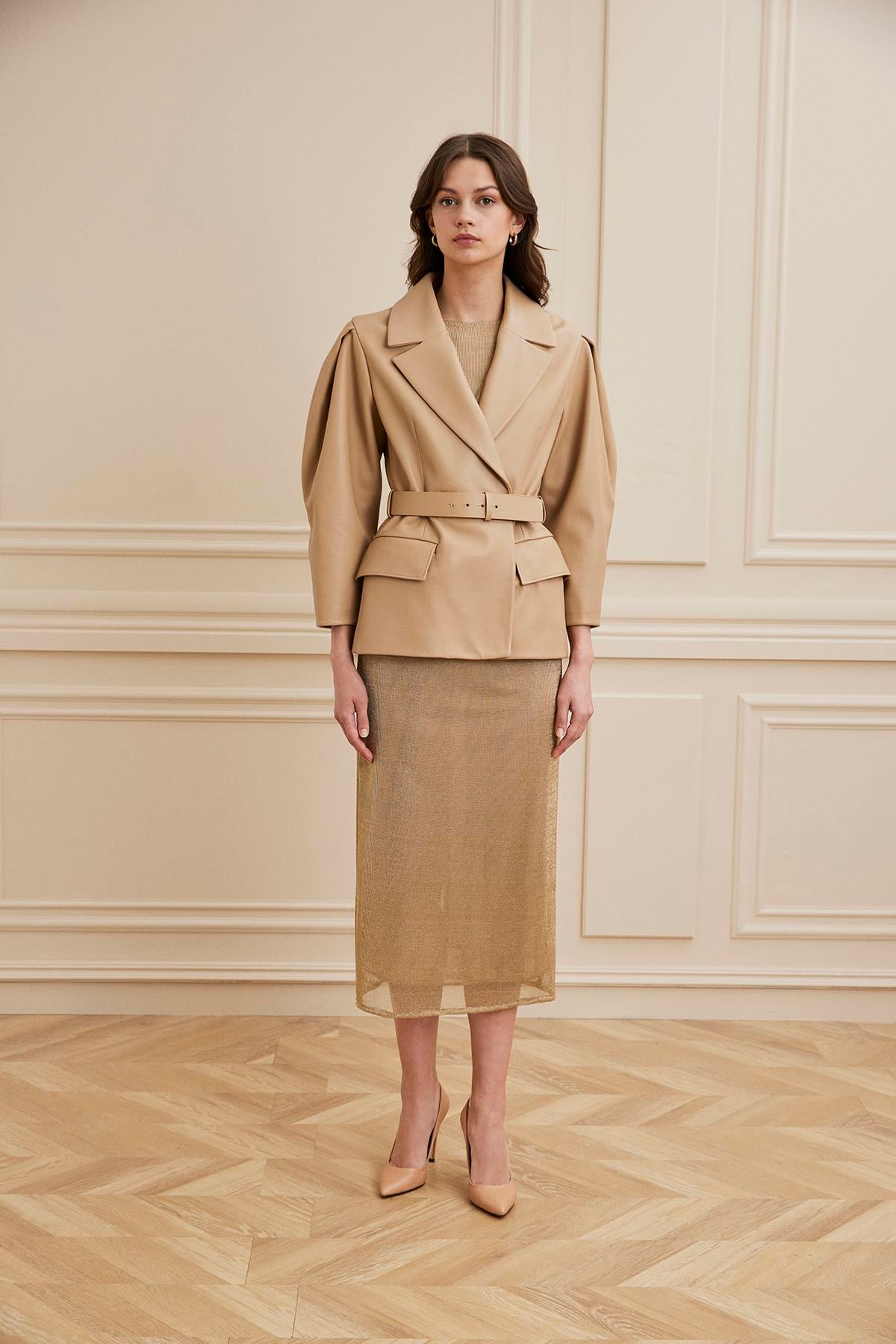 Shaky Women's Leather Jacket Camel