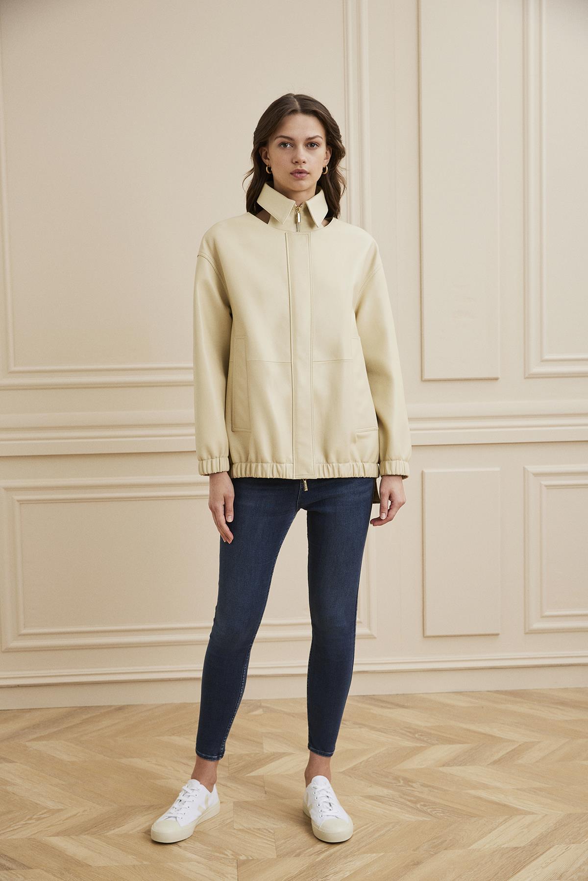 Shaky Women's Leather Jacket Cloud Cream