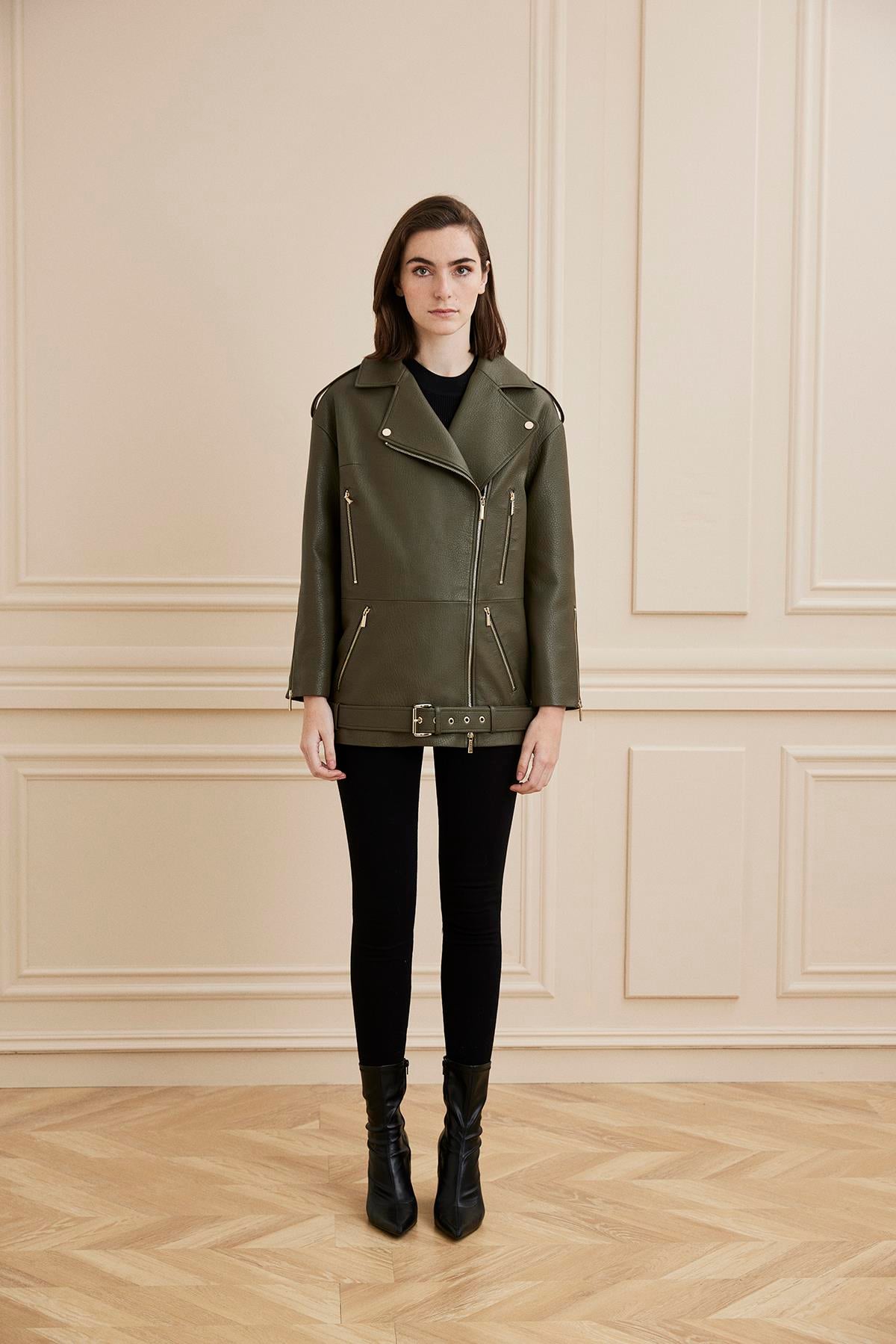 Shaky Women's Leather Jacket Dark Olive