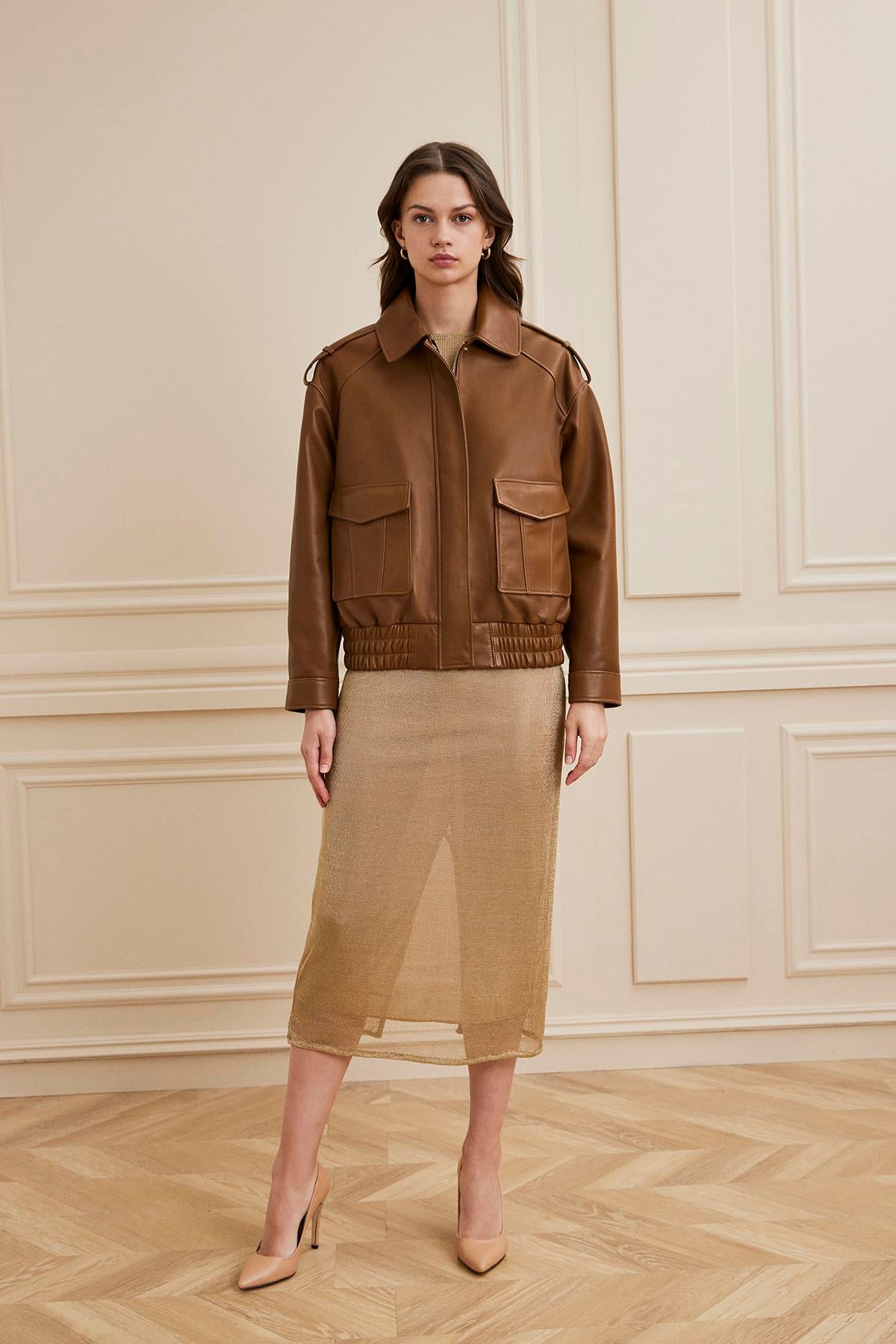 Shaky Women's Leather Jacket Whisky