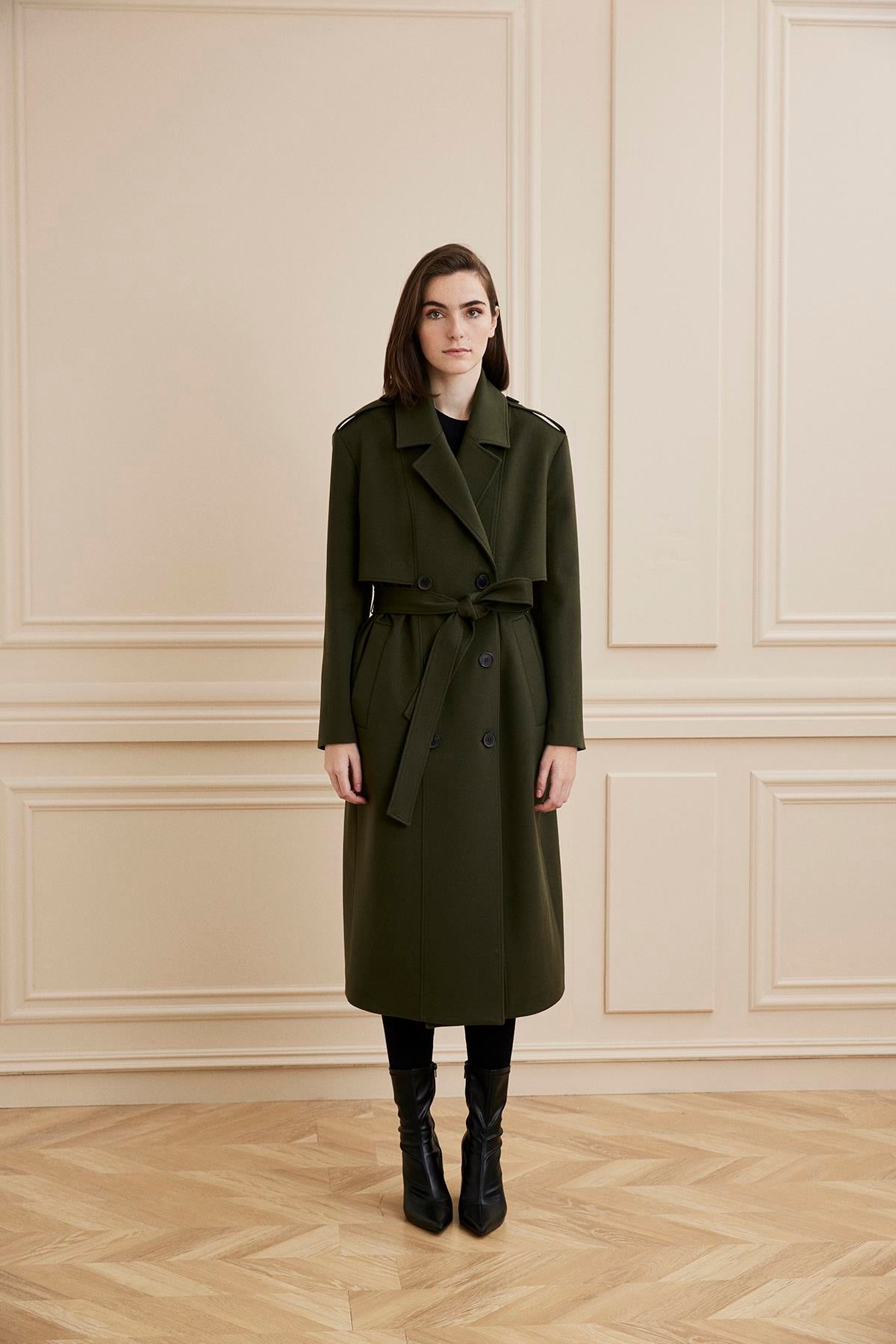 Shaky Women's Loro Piana 100% Cashmere Fabric Coat Khaki Green