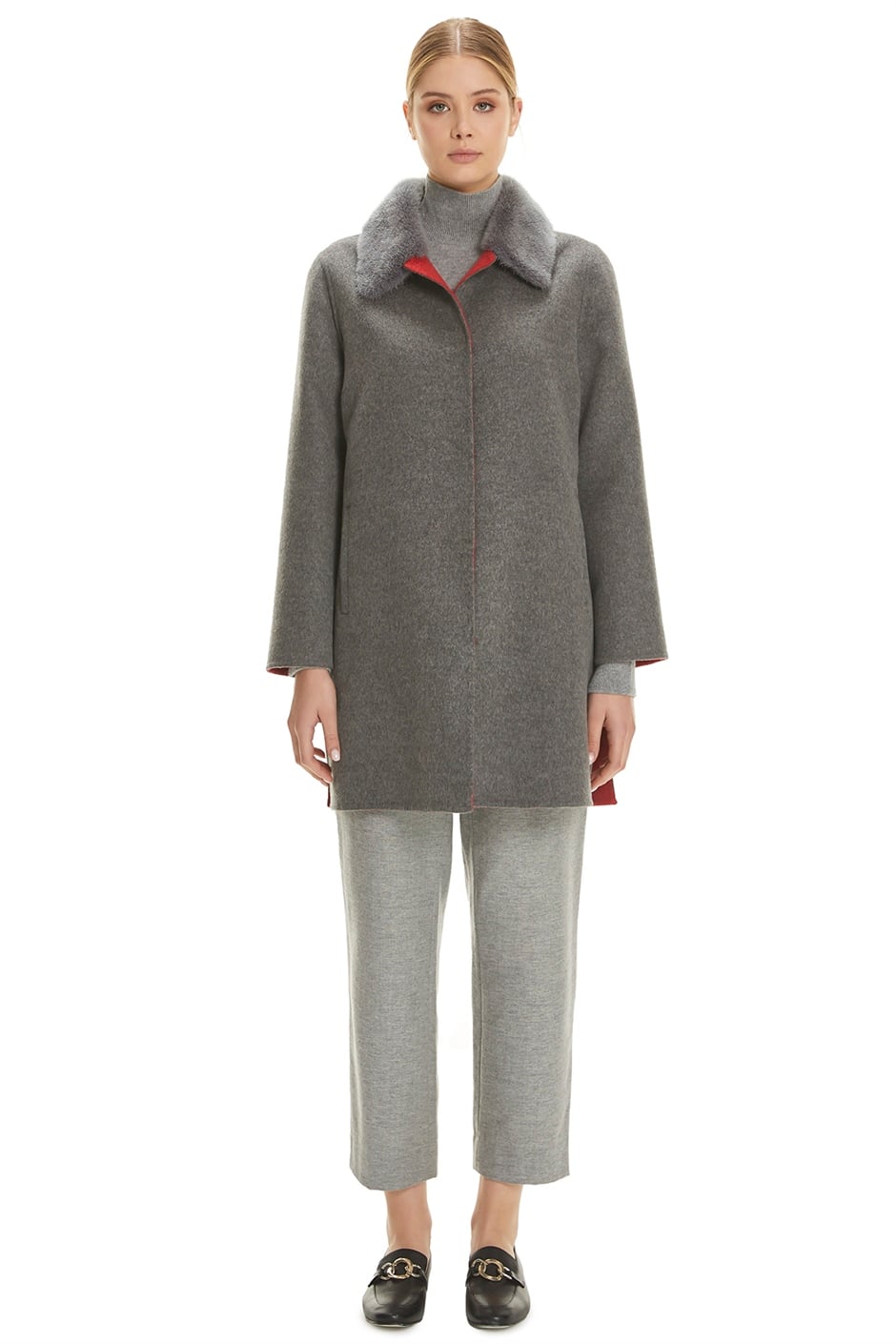 Shaky Women's Loro Piana 100% Cashmere Short Coat with Mink trimming