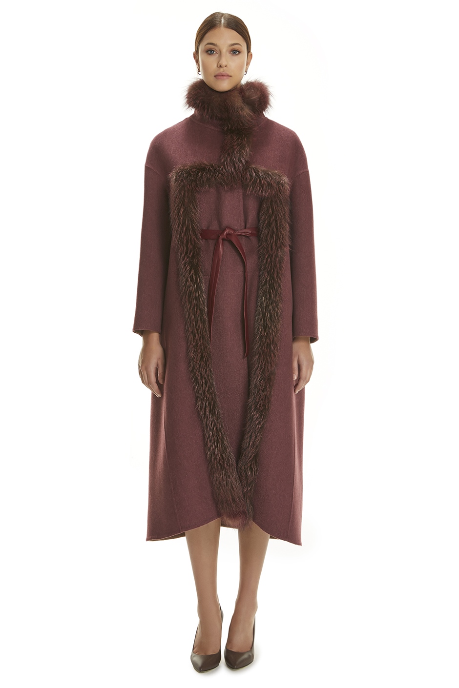 Shaky Women's Loro Piana 100% Wool Fabric Coat with Fox trimming