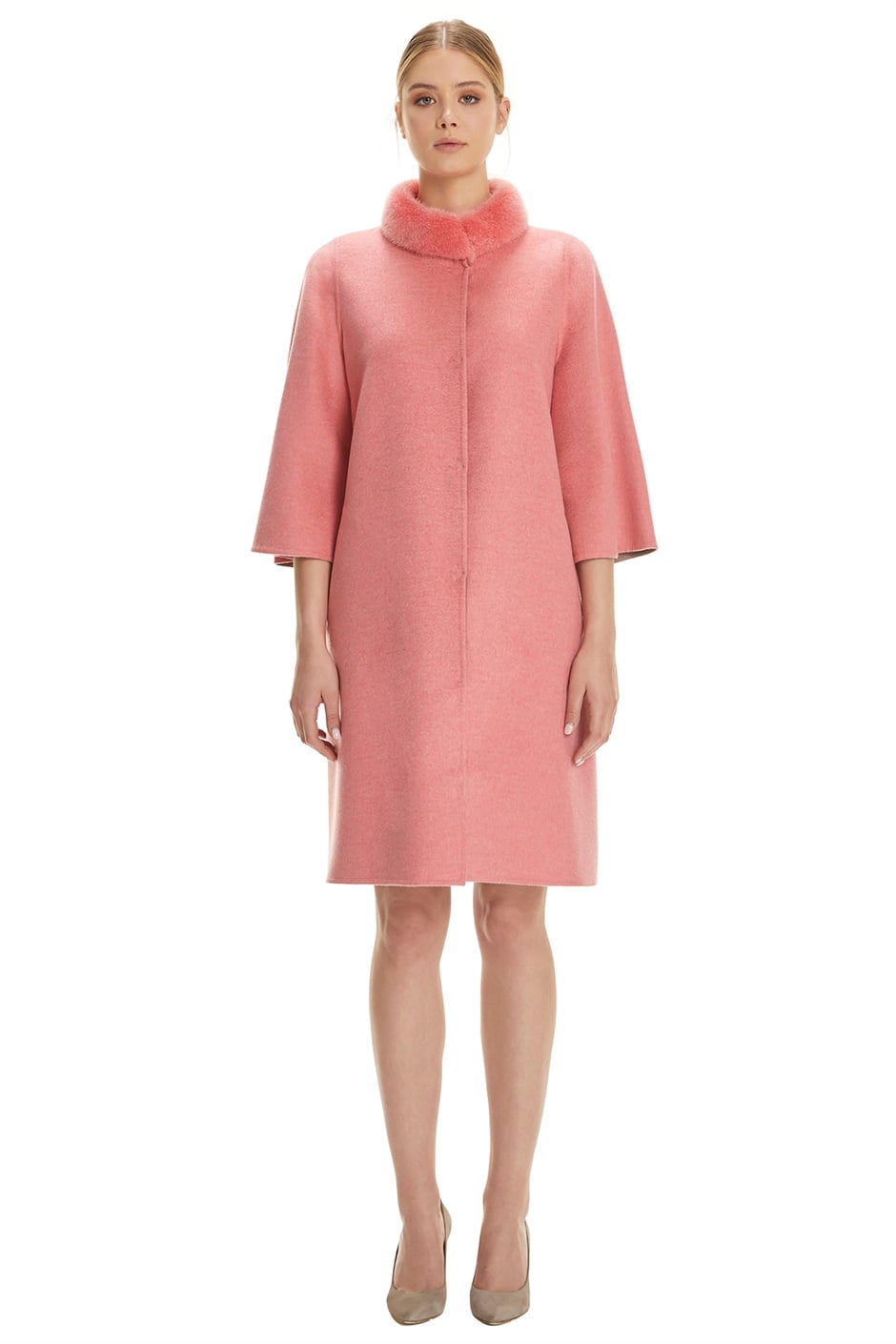 Shaky Women's Loro Piana 70% Wool 30% Cashmere Short Coat with Mink trimming