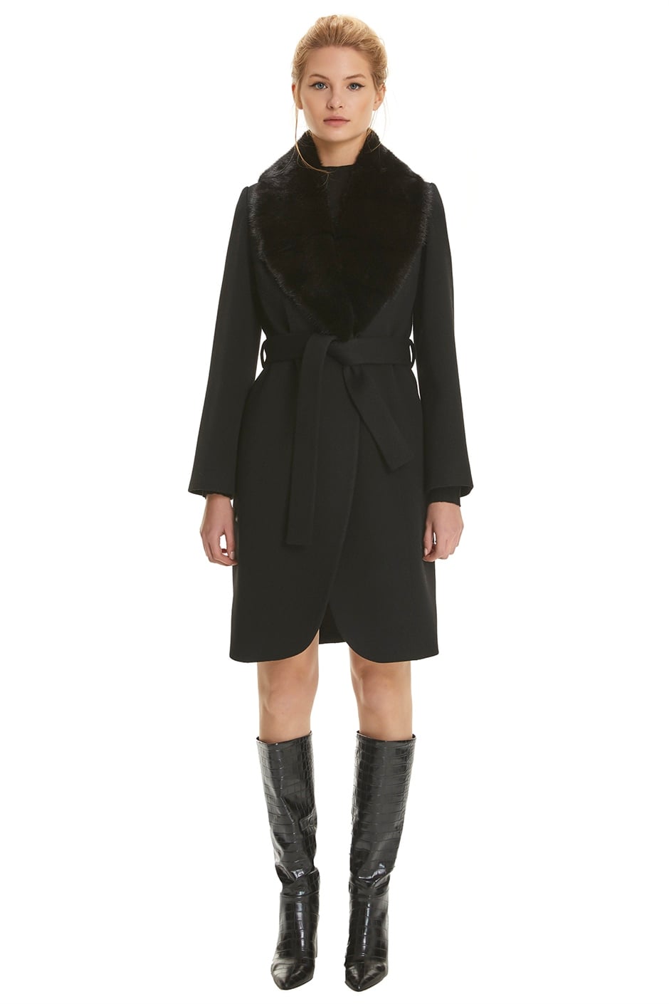 Shaky Women's Loro Piana 90% Wool 10% Cashmere Fabric Short Coat with Mink trimming