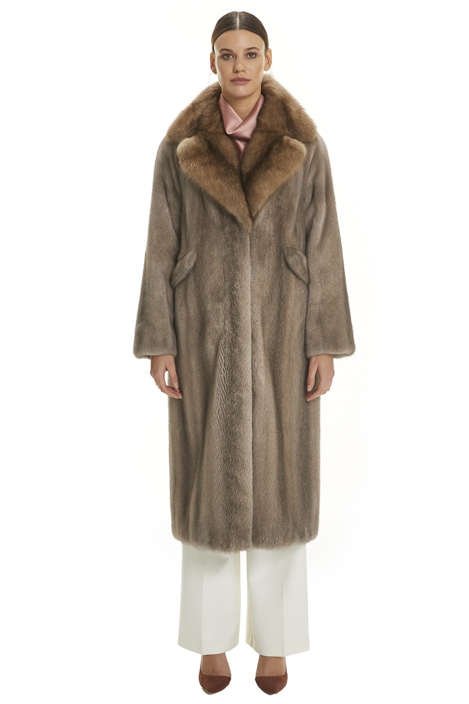 Shaky Women's Mink Fur Coat with Sable trimming