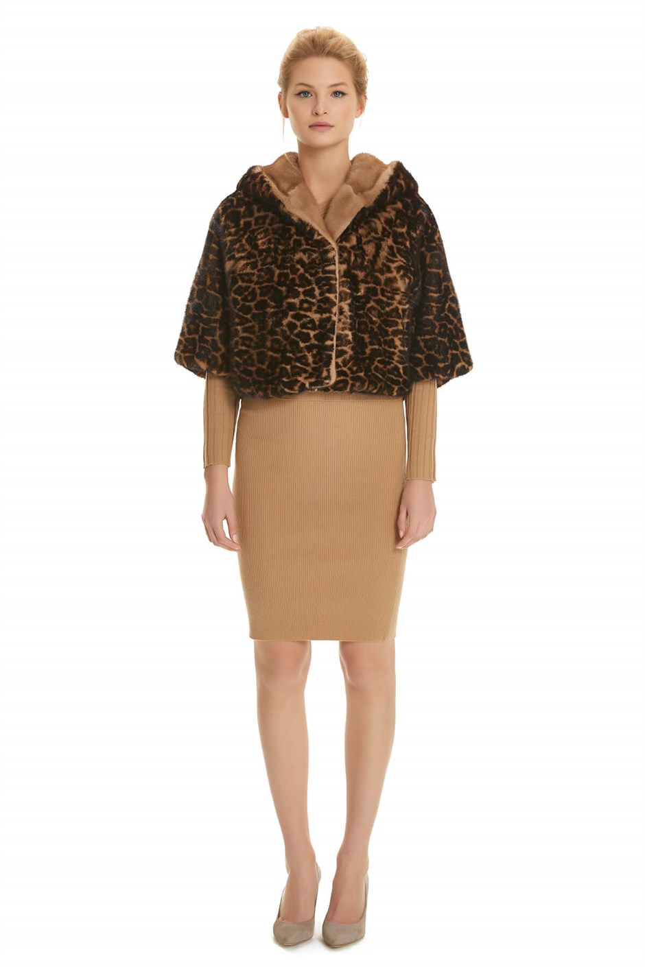 Shaky Women's Mink Fur Jacket Pastel Leopar
