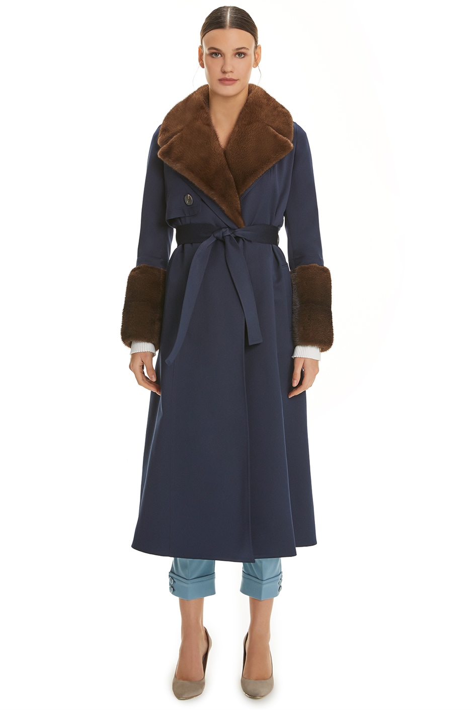 Shaky Women's Nylon Fabric Coat with Mink trimming