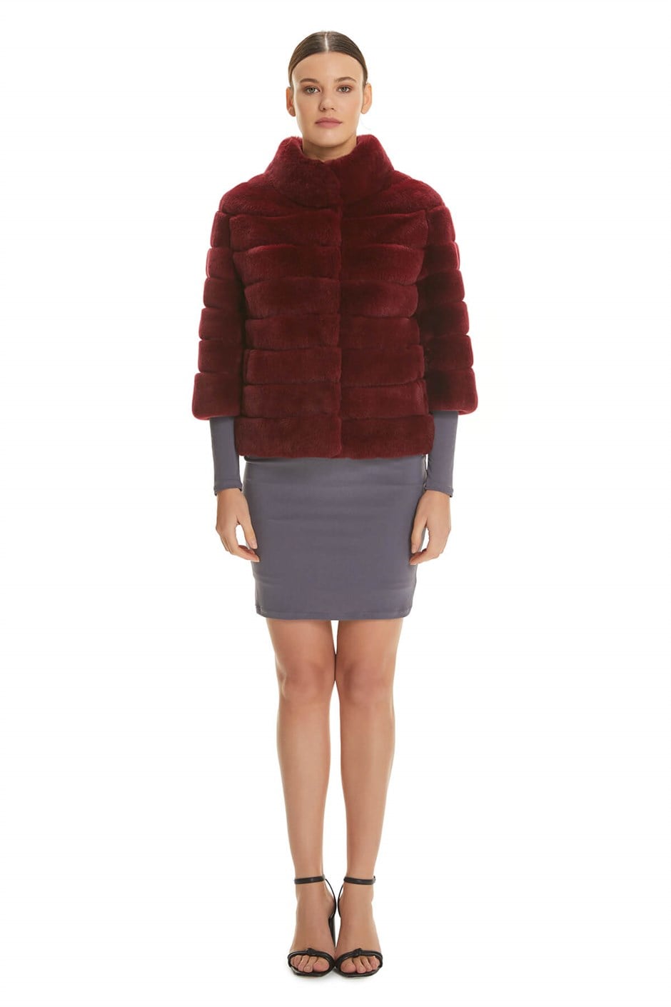 Shaky Women's Rex Fur Jacket  Claret Red