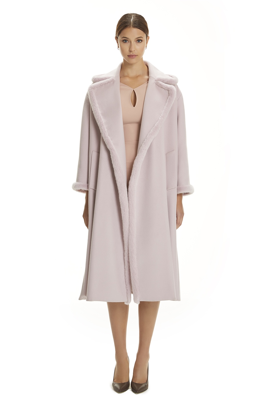 Shaky Women's Textile Coat with Mink trimming