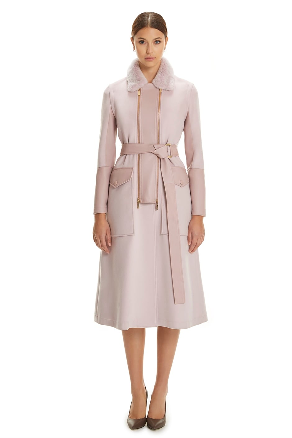 Shaky Women's Textile Coat with Mink trimming