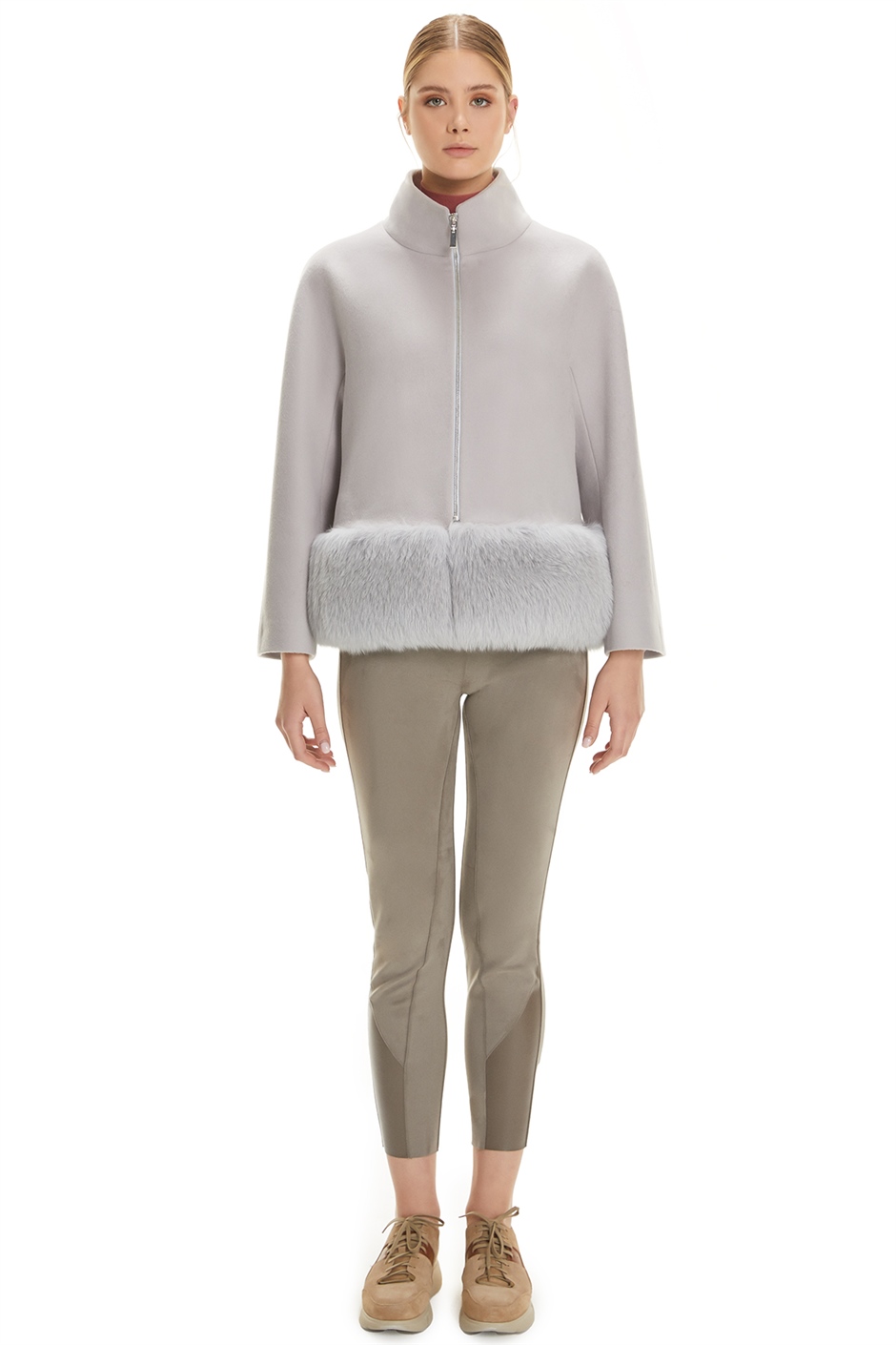 Shaky Women's Textile Jacket with Fox trimming