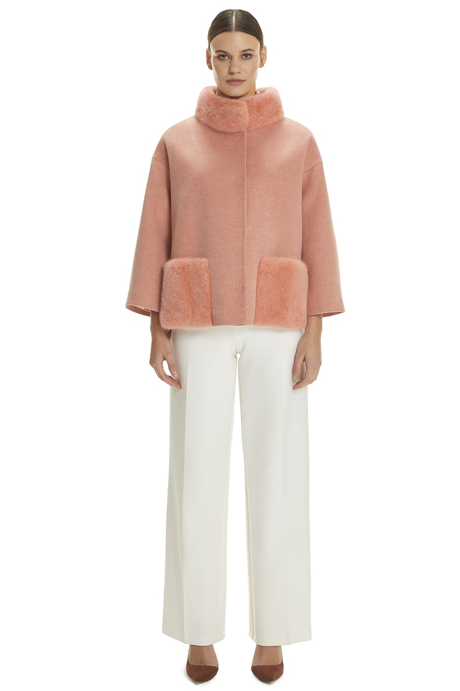 Shaky Women's Textile Jacket with Mink trimming