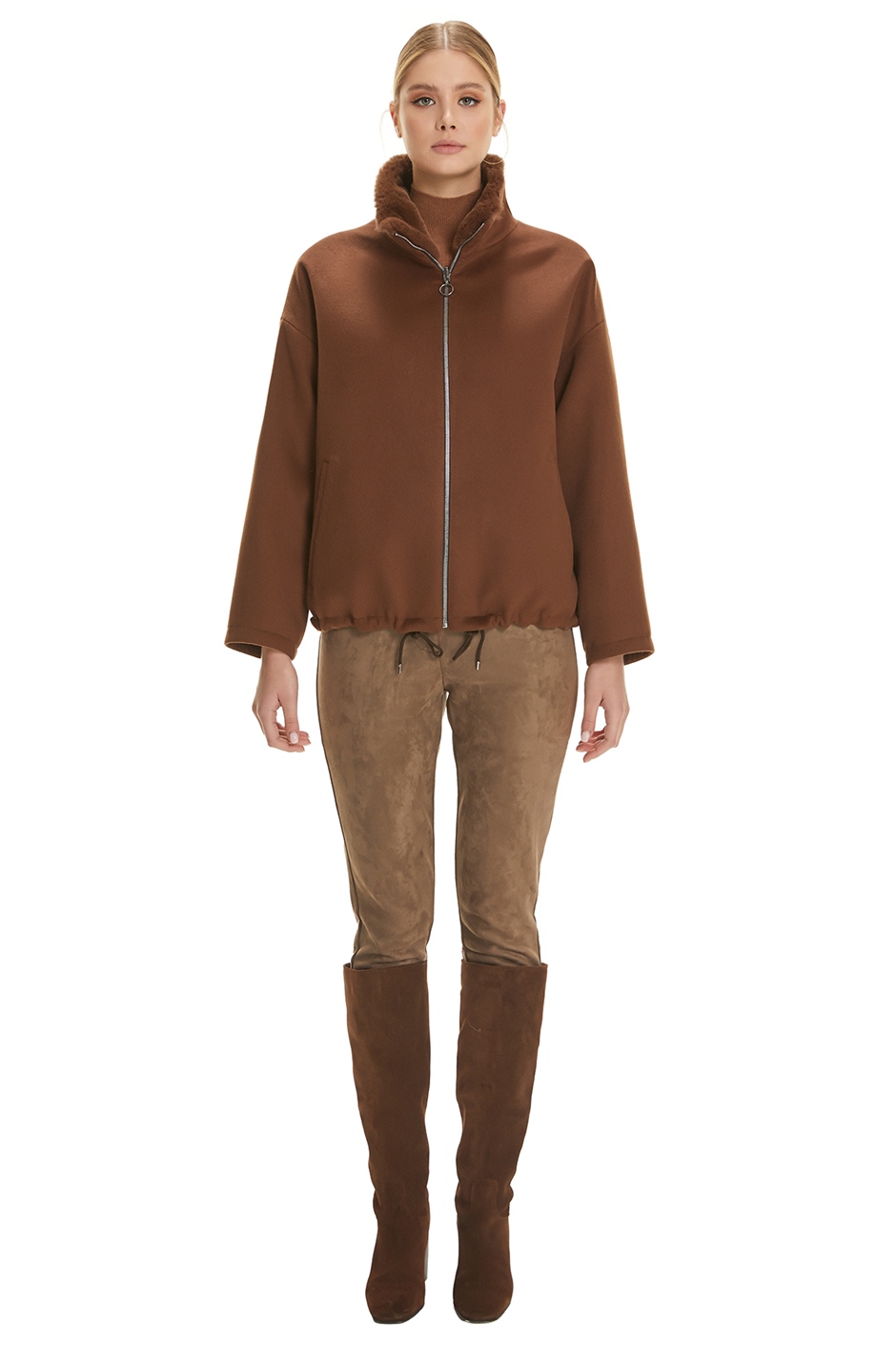 Shaky Women's Textile Jacket with Rex trimming