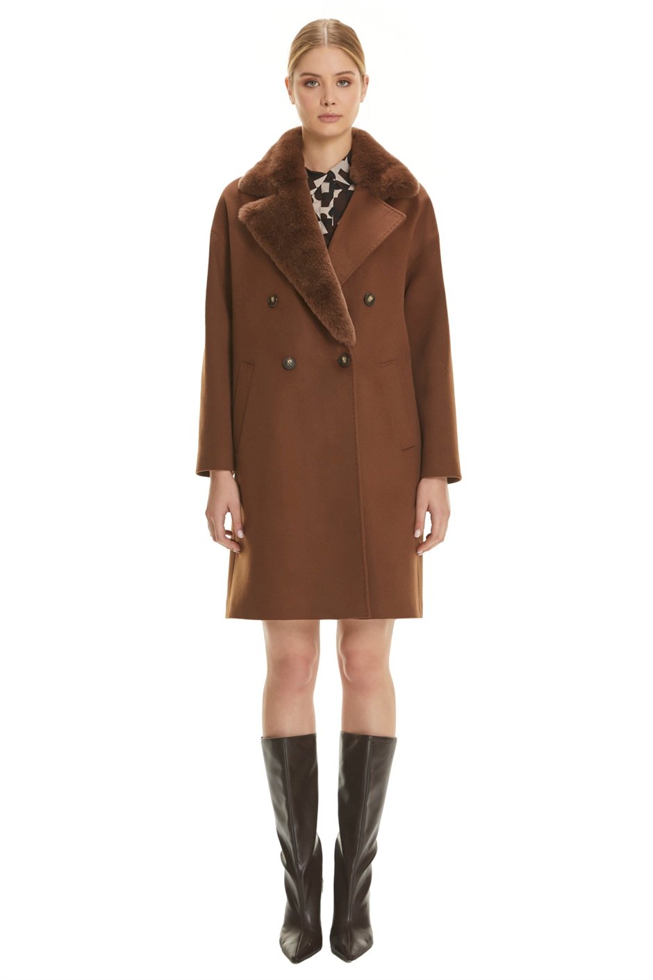 Shaky Women's Textile Short Coat with Rex trimming