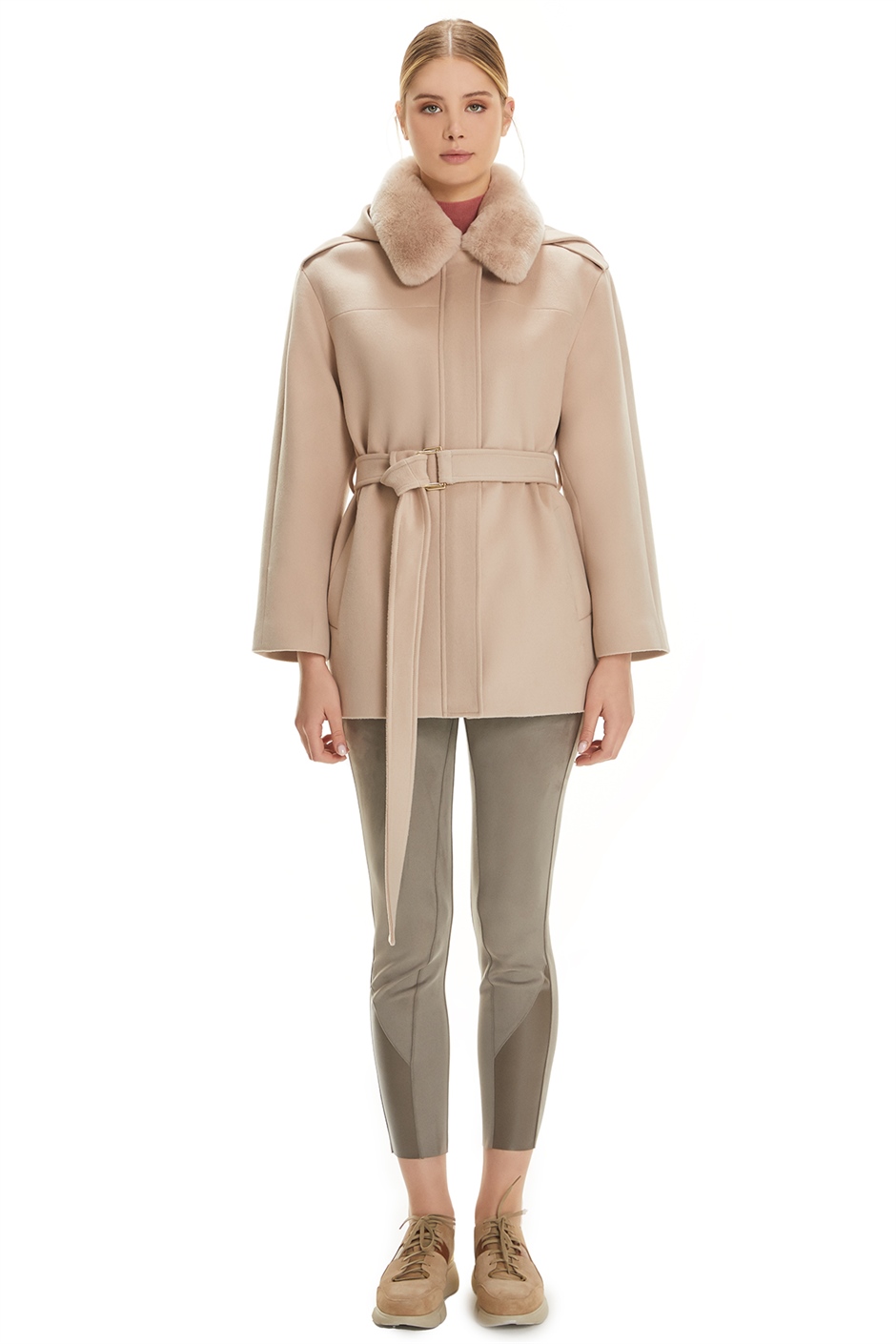 Shaky Women's Textile Short Coat with Rex trimming