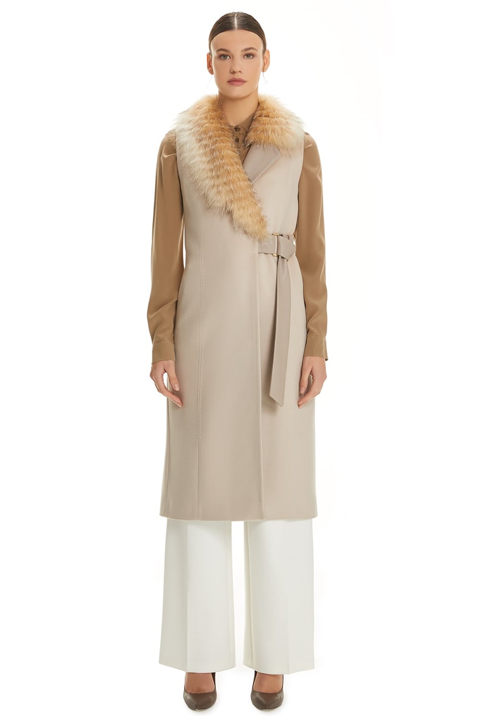 Shaky Women's Textile Waistcoat with Fox trimming