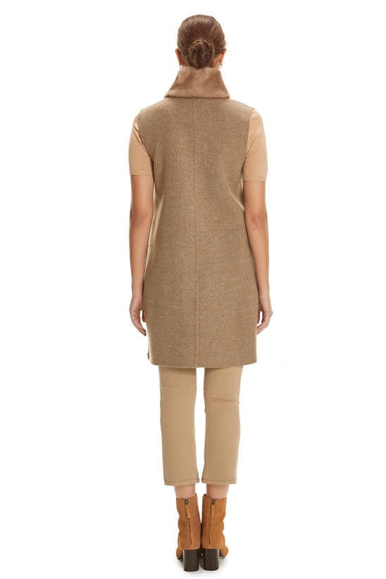 Shaky Women's Knitted Waistcoat with Mink trimming