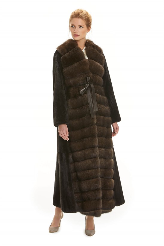 Shaky Women's Mink Fur Coat with Sable trimming Blackglama