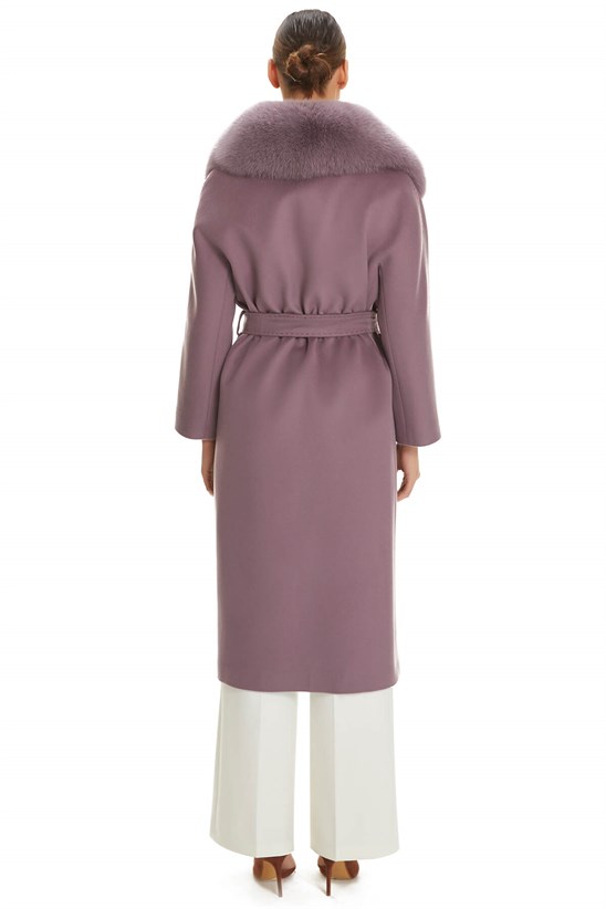Shaky Women's Textile Coat with Fox trimming K.Lilac