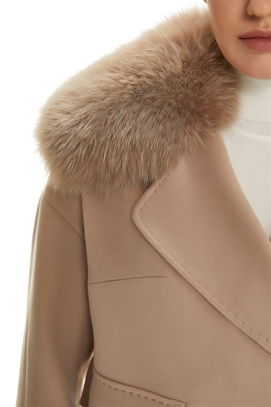 Shaky Women's Textile Jacket with Fox trimming Beige