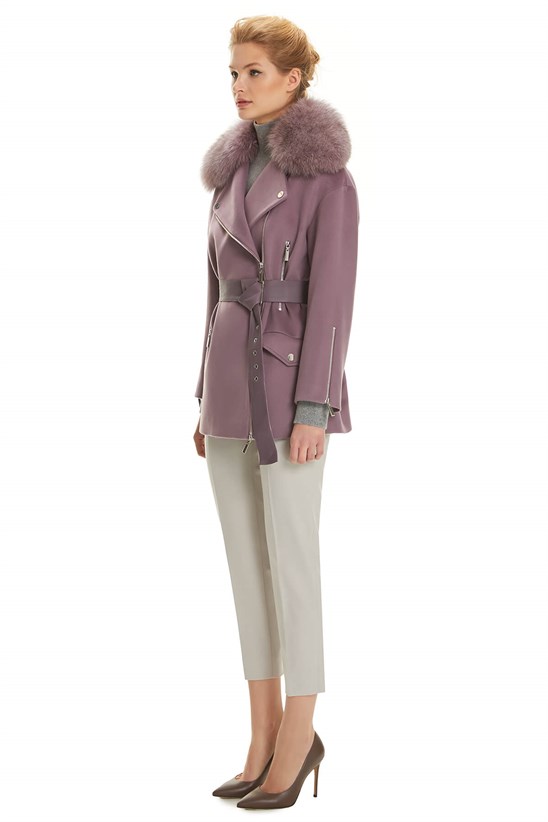 Shaky Women's Textile Jacket with Fox trimming K.Lilac