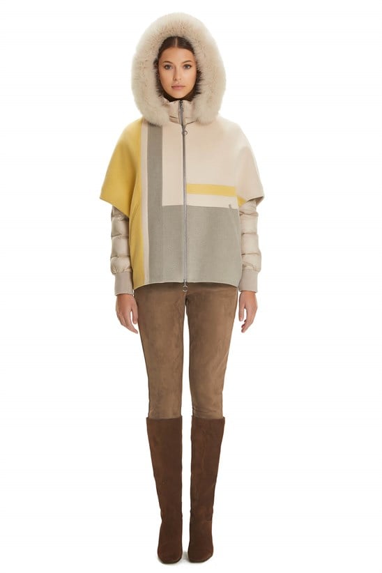 Shaky Women's Textile Jacket with Fox trimming Beige