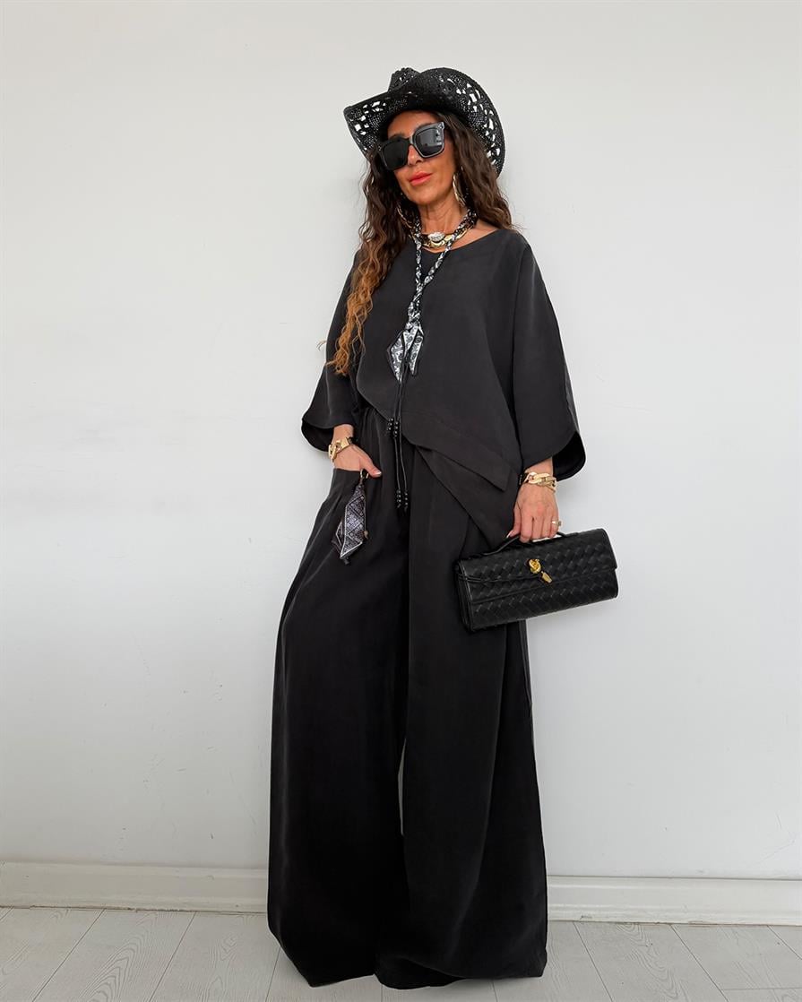 Amira Fularlı Takım Siyah Antrasit