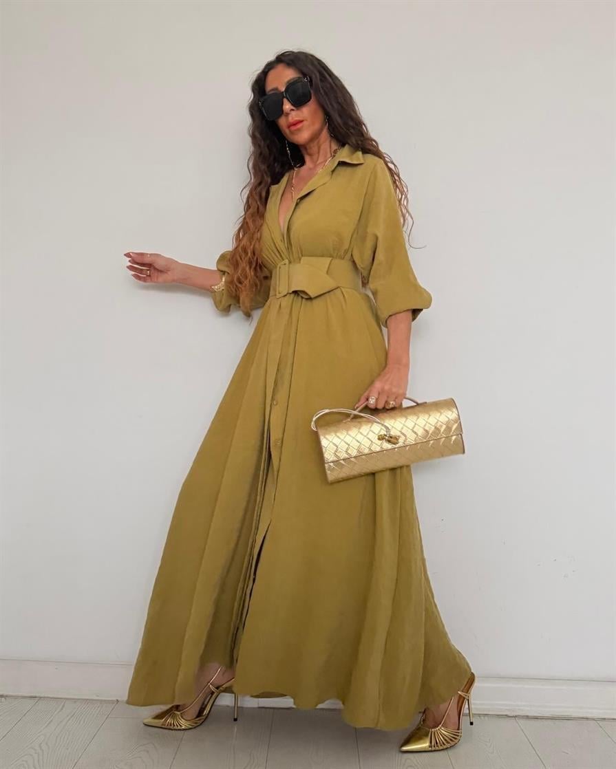 Carla Kemerli Elbise Fıstık