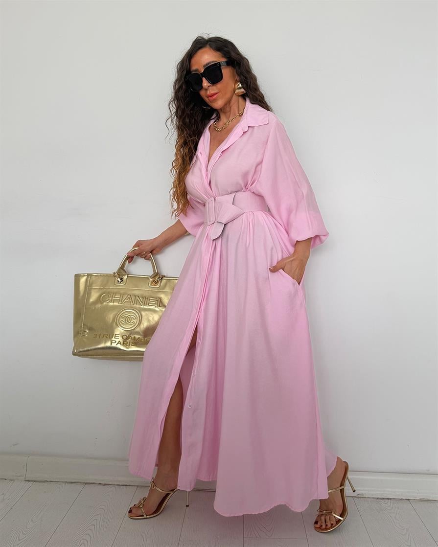 Carla Kemerli Elbise Pembe