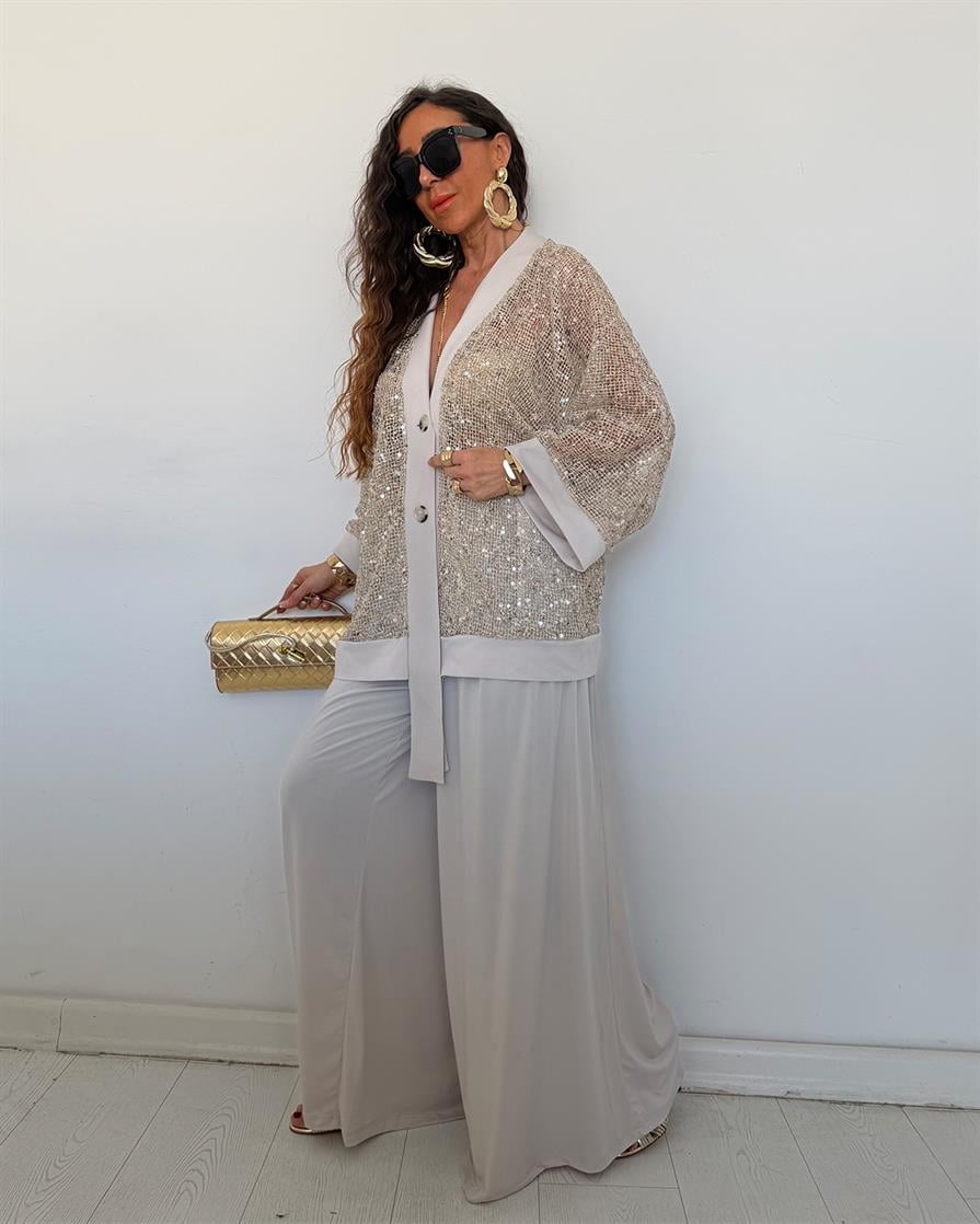 Deny Pullu Üçlü Takım Ekru