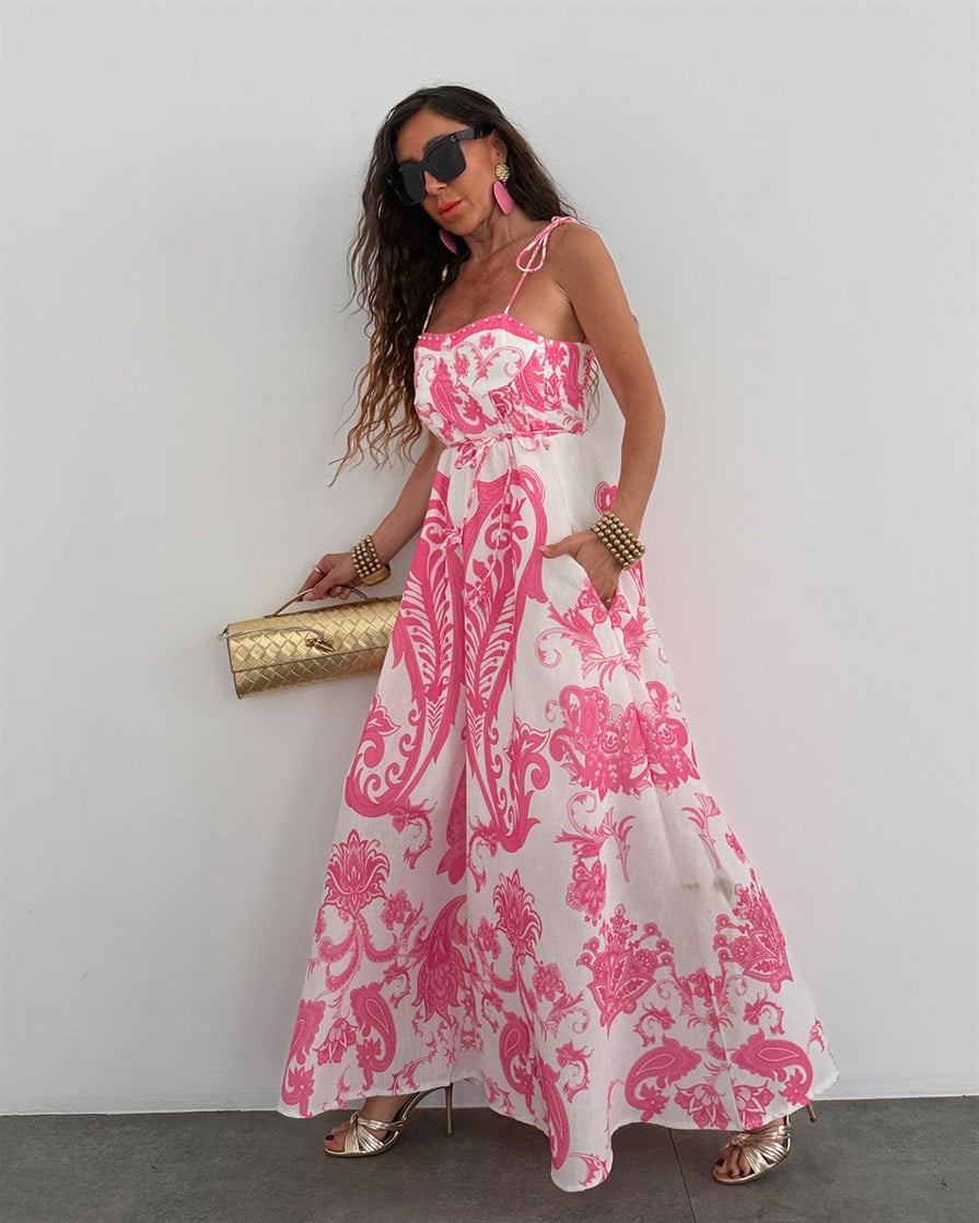 Kontes Elbise Pembe