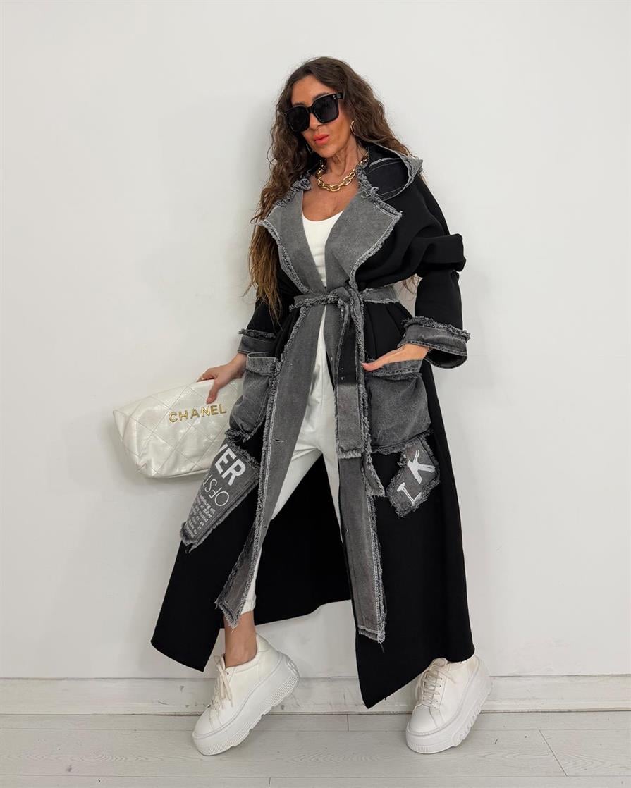 Never Trençkot Kaban Siyah