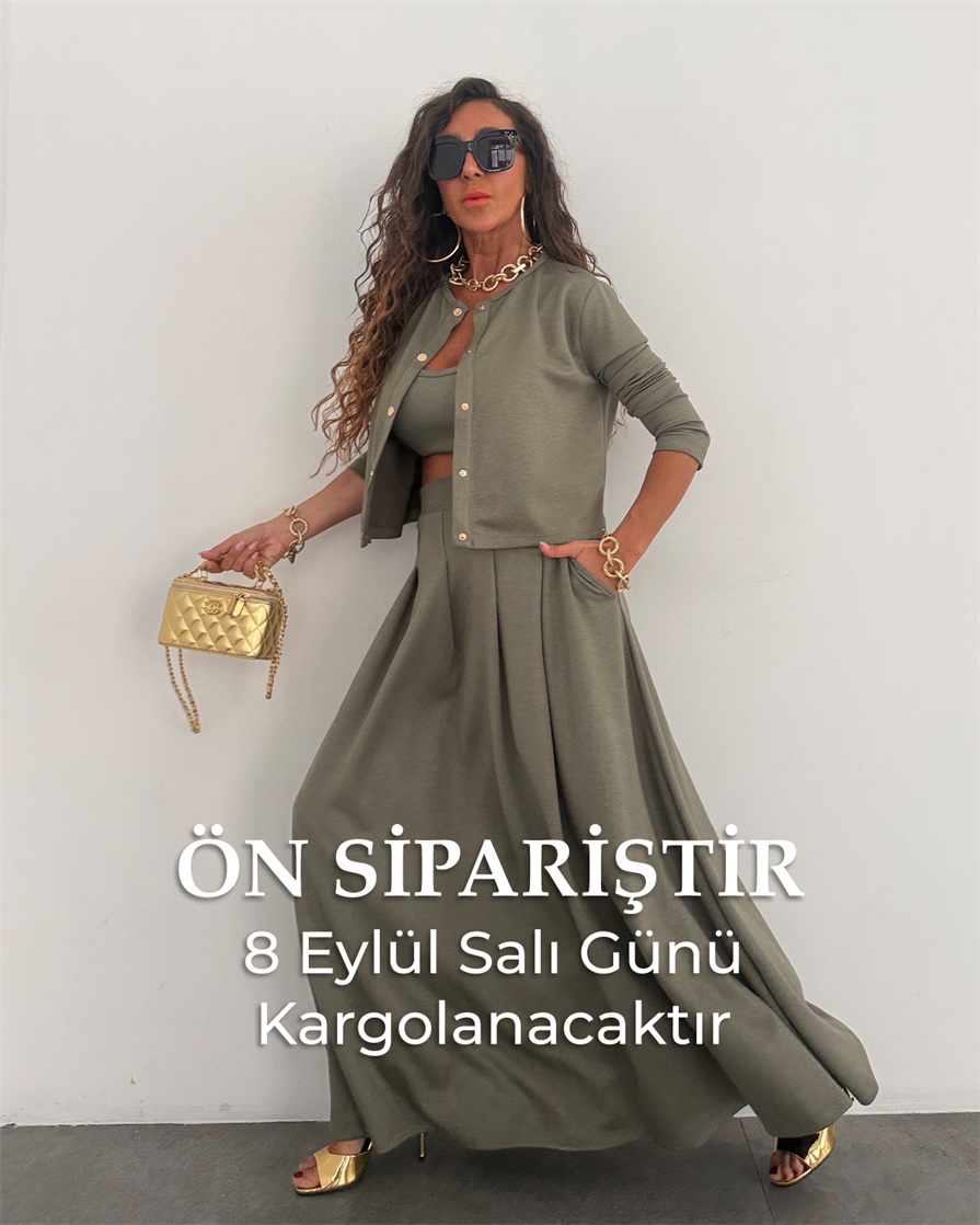 Palma Etekli Üçlü Takım Haki (ÖN SİPARİŞ)