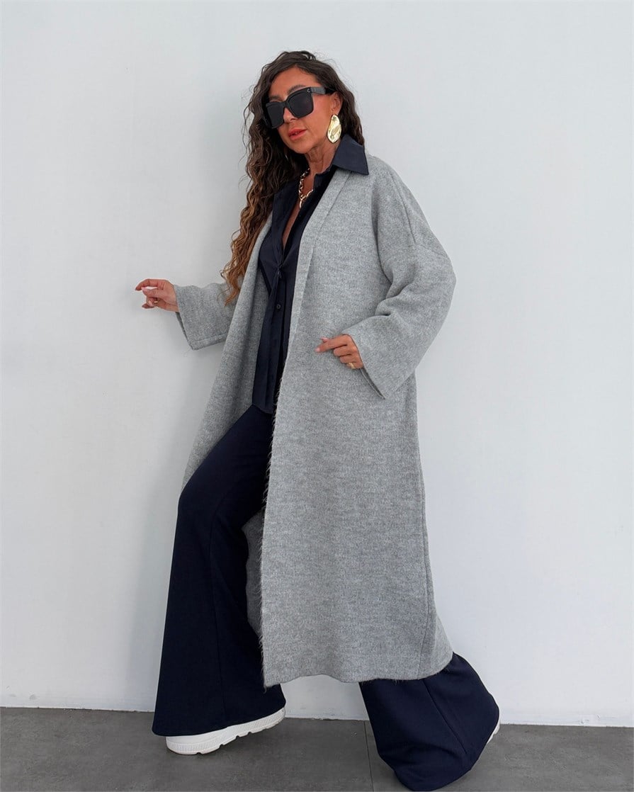 Yumy Triko Salaş Hırka Gri