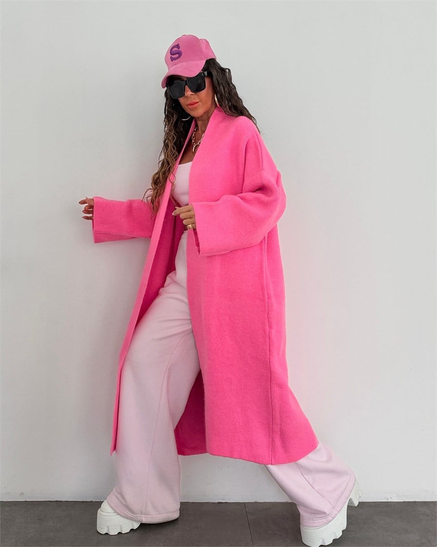 Yumy Triko Salaş Hırka Pembe