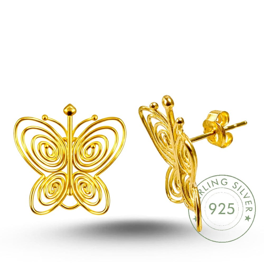 14 K Gold Kaplama 925 Ayar Gümüş Füsun Masumiyet Müzesi Kelebek Küpe
