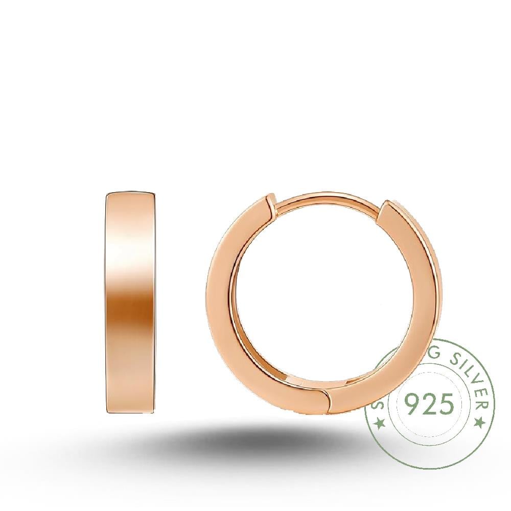 Kadın 925 Ayar Gümüş Ortası Menteşeli Düz Hagi Küpe