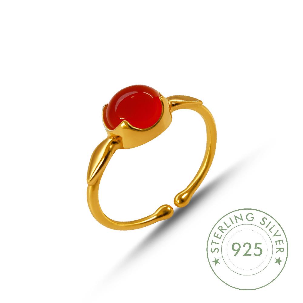 Kadın Gümüş 925 Ayar Pembe Quartz Taşlı Yüzük