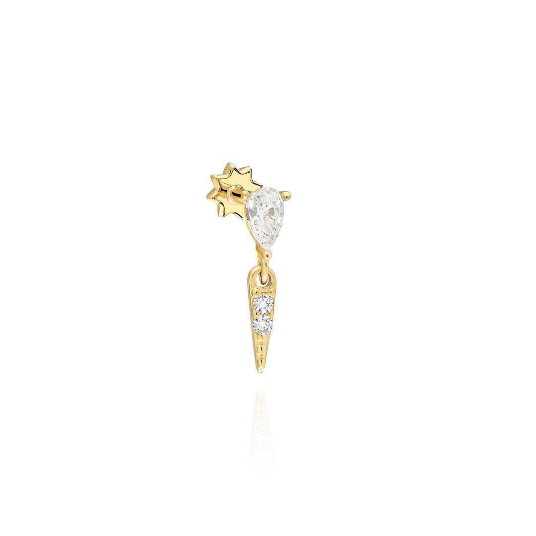 Unisex 925 Ayar Gümüş Damla Tasarımlı Sallantılı Tragus