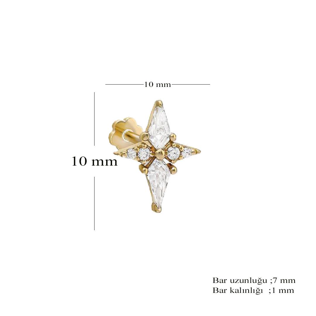 Unisex 925 Ayar Gümüş Tabut Taş Tasarımlı Tragus