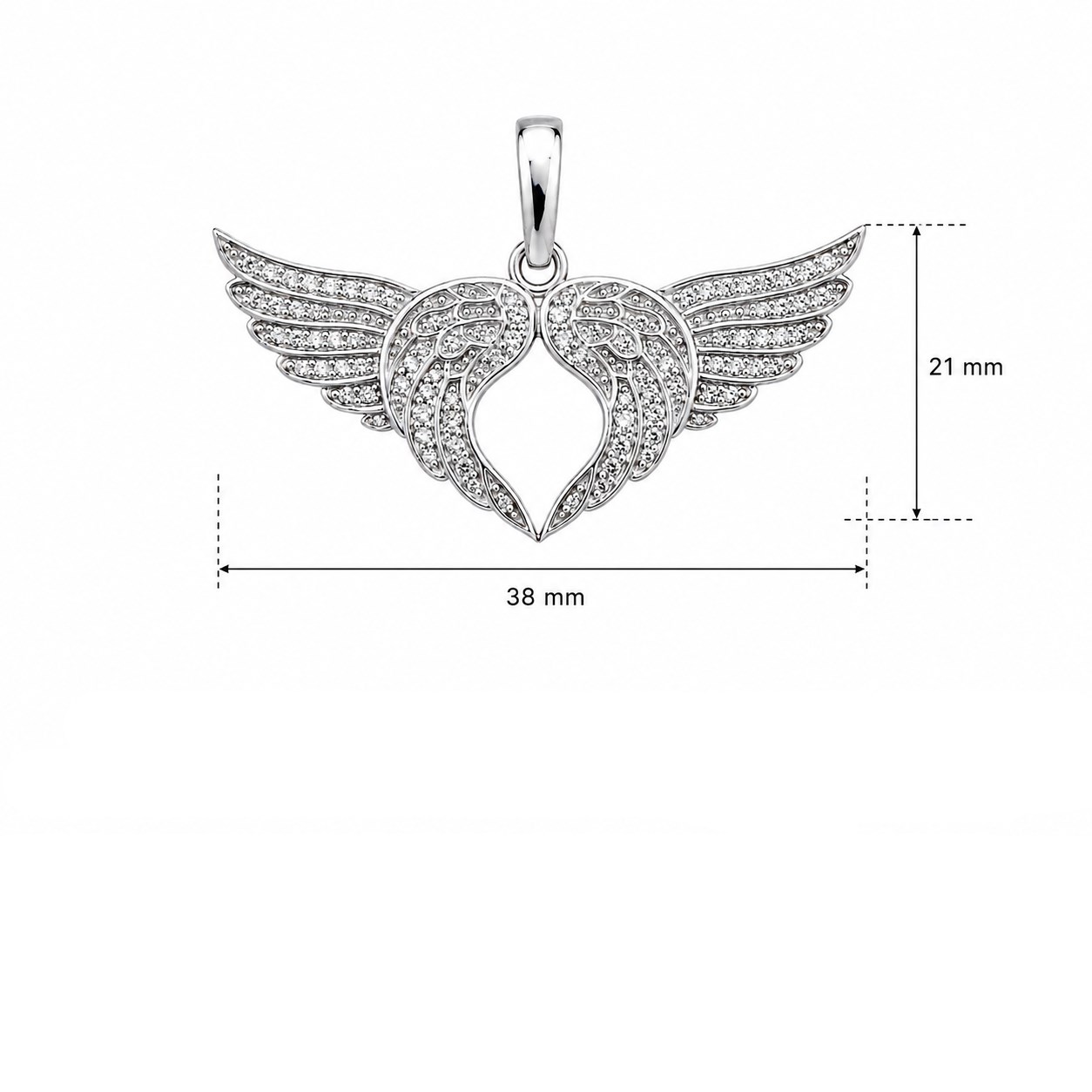 14 K White Gold Kaplama 925 Ayar Gümüş Kanat Tasarımlı Kolye
