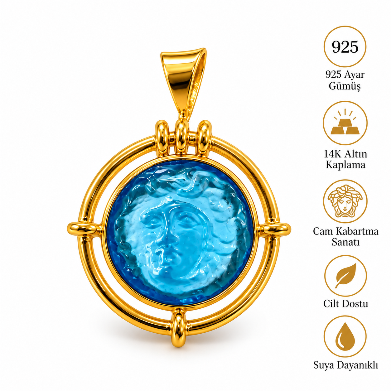 Medusa Charm | 925 Ayar Gümüş Charm- El İşi Cam Kabartma Sanatı İle Üretilmiş Charm
