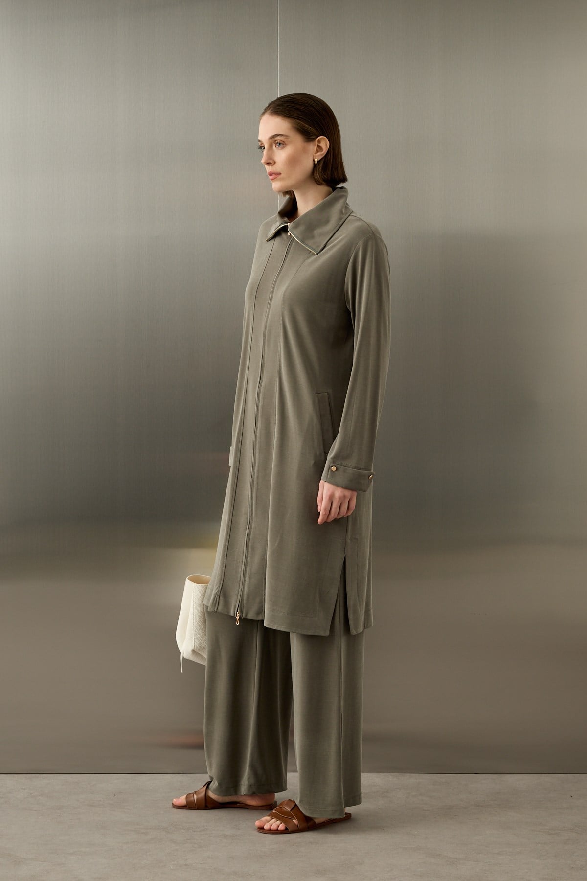 Belisa Fleto Cepli Örme Rayon Pantolonlu Takım HAKİ