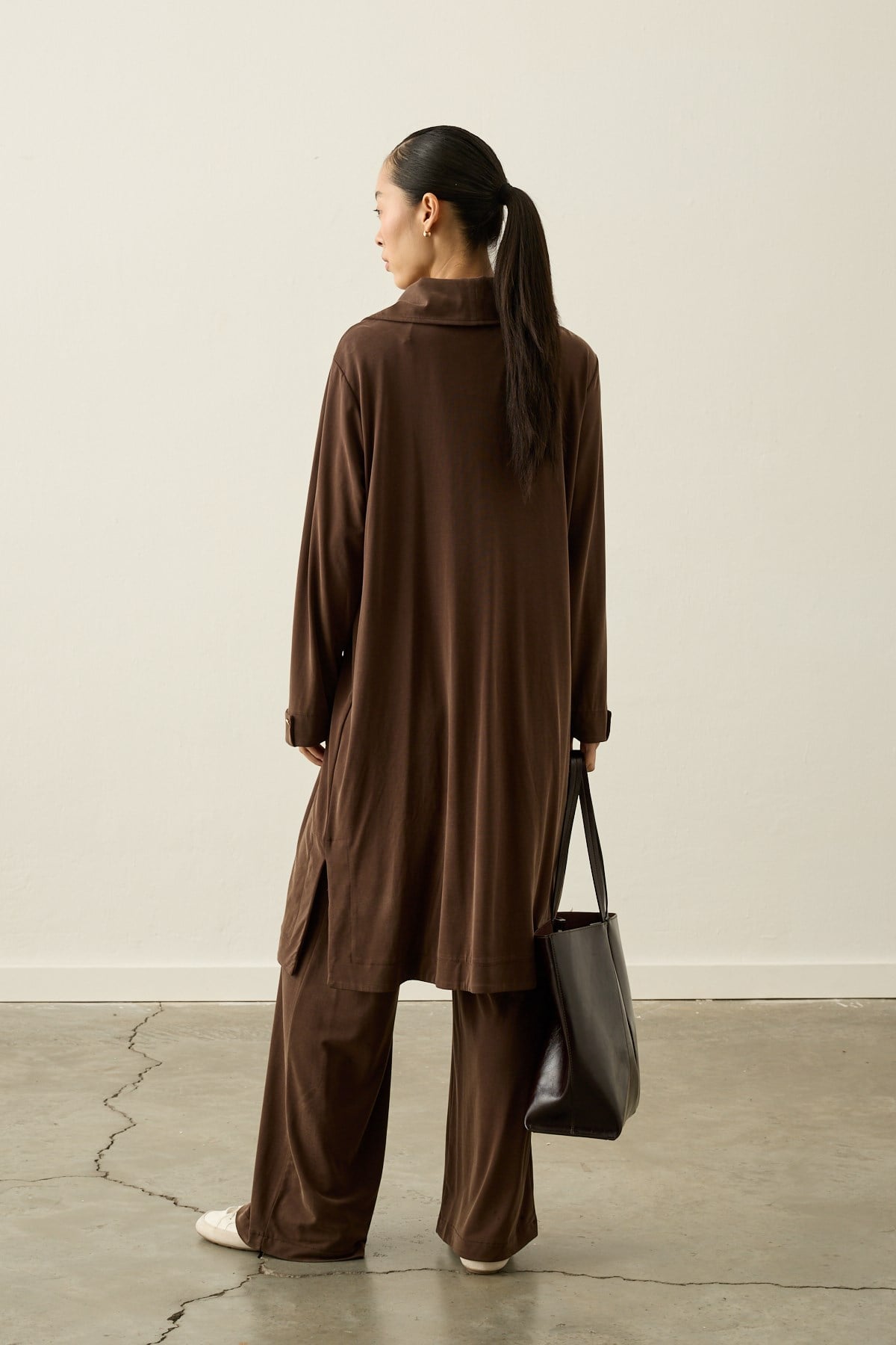 Belisa Fleto Cepli Örme Rayon Pantolonlu Takım KAHVERENGİ