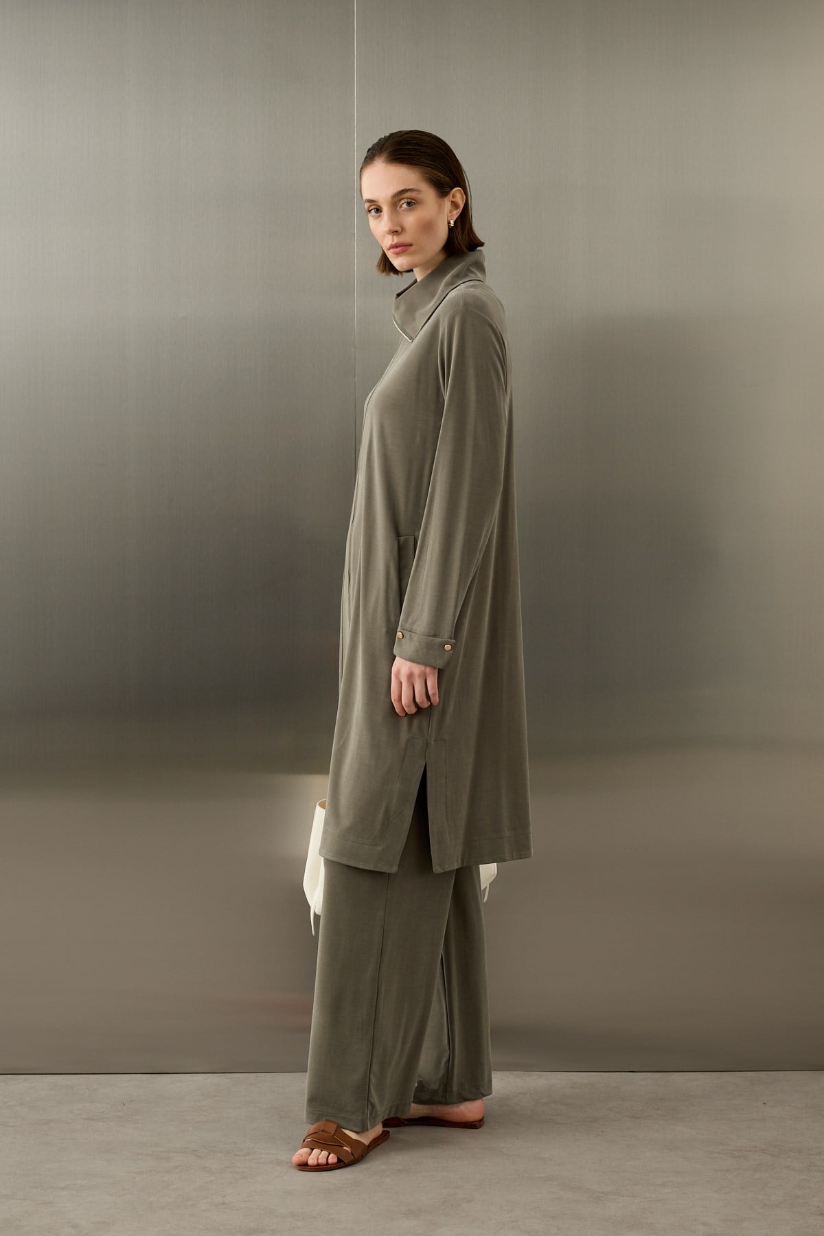 Belisa Fleto Cepli Örme Rayon Pantolonlu Takım HAKİ