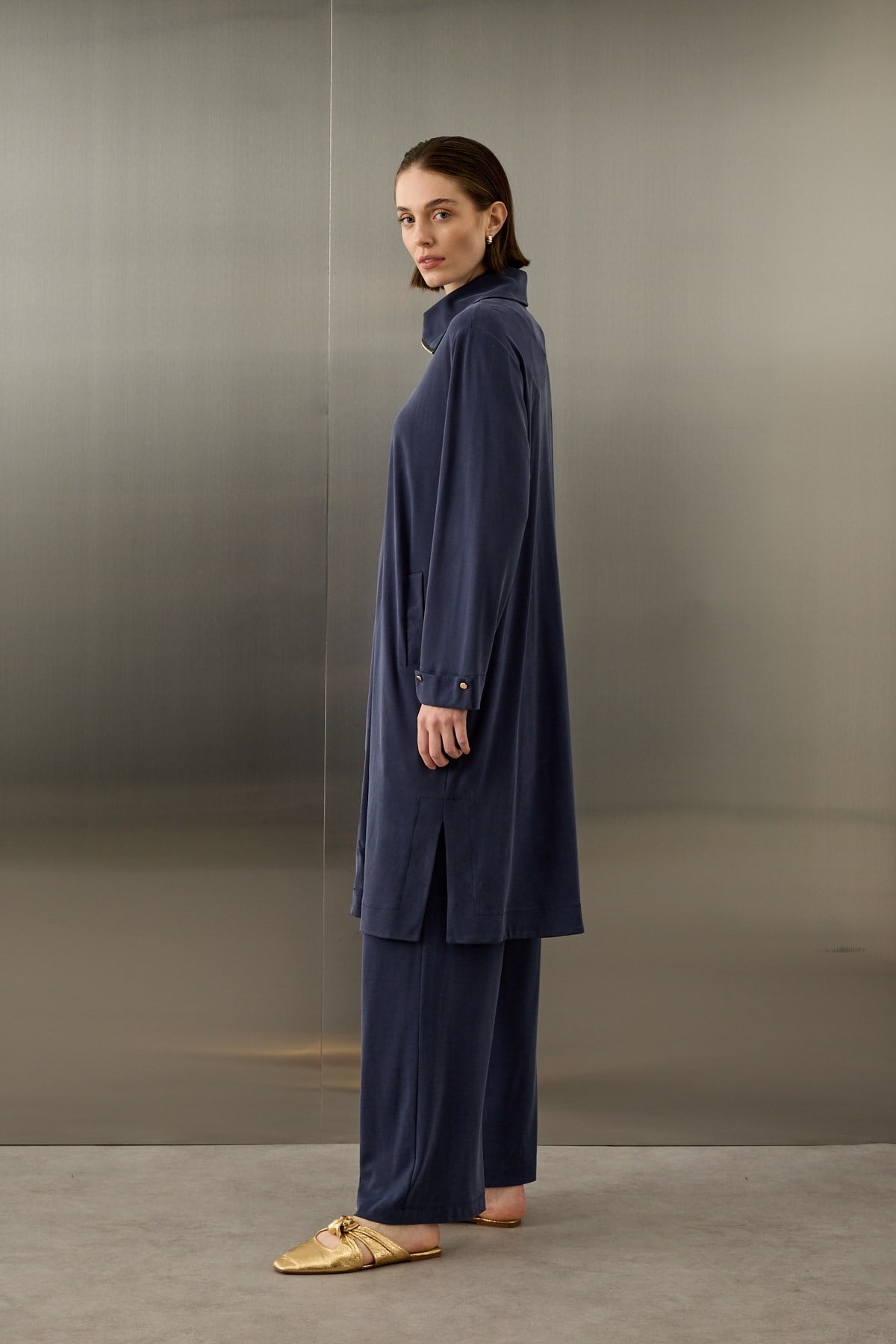 Belisa Fleto Cepli Örme Rayon Pantolonlu Takım LACİVERT