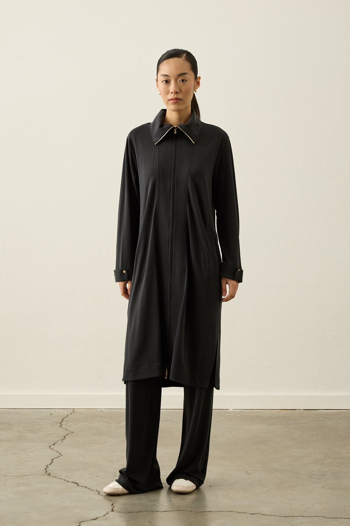 Belisa Fleto Cepli Örme Rayon Pantolonlu Takım SİYAH